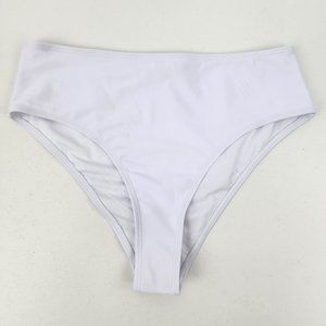 New Pink Queen Women XL High Waisted Cheeky White Fully Lined Bikini Swim Bottom